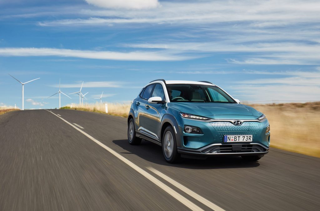 Blue Hyundai Kona Electric