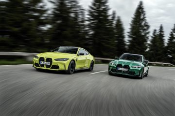 2021 BMW M3 Green and Yellow BMW M4 driving