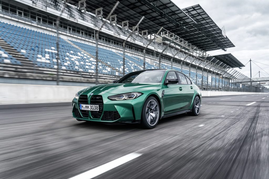 Green 2021 BMW M3 Front on track