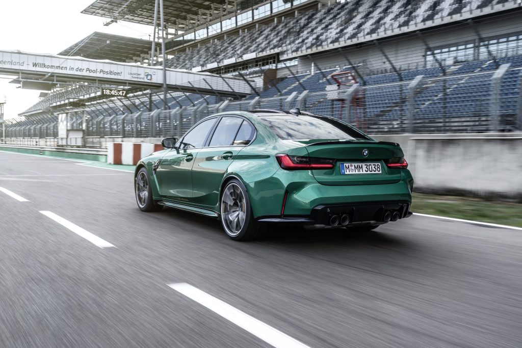 Green 2021 BMW M3 Rear on Track