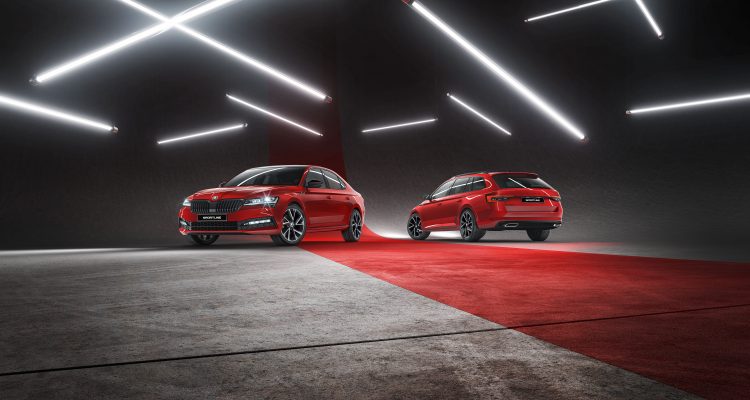 Red 2020 ŠKODA Superb Sportline