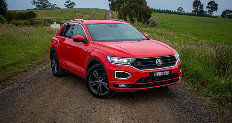 Red Volkswagen T-Roc front