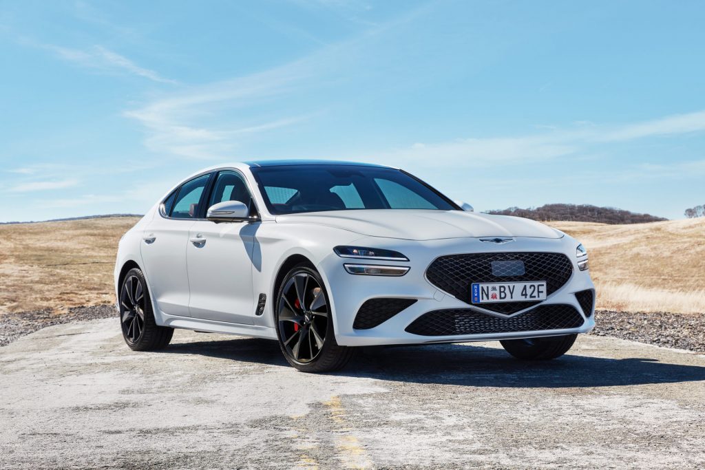 White Genesis G70 front