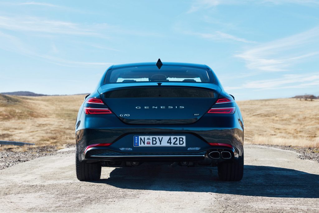 Navy Blue Genesis G70 rear