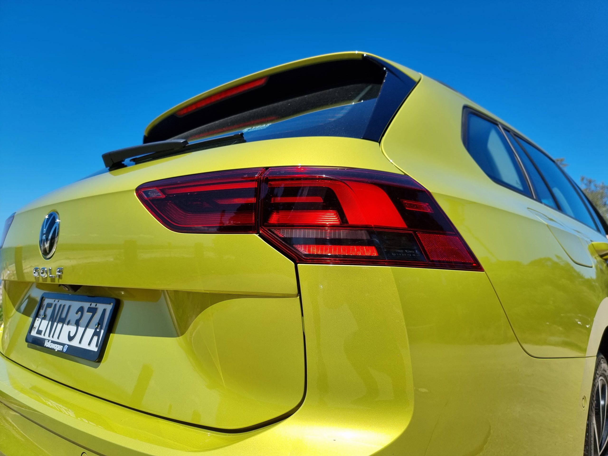2022 VW Golf Wagon yellow rear