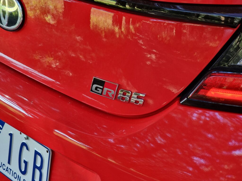 2023 red Toyota GR 86 rear logo